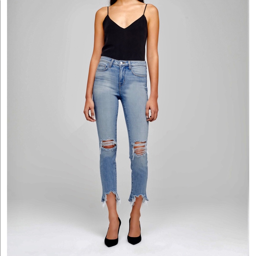 L'AGENCE Light Blue Distressed Women Jeans Size 25